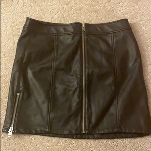 Black leather mini skirt
